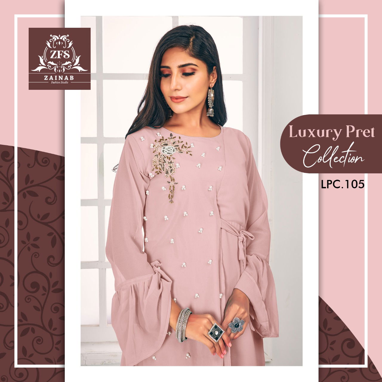 Zainab Fashion Studio Ipc 105 Georgette Party Wear Latest Top With Bottom